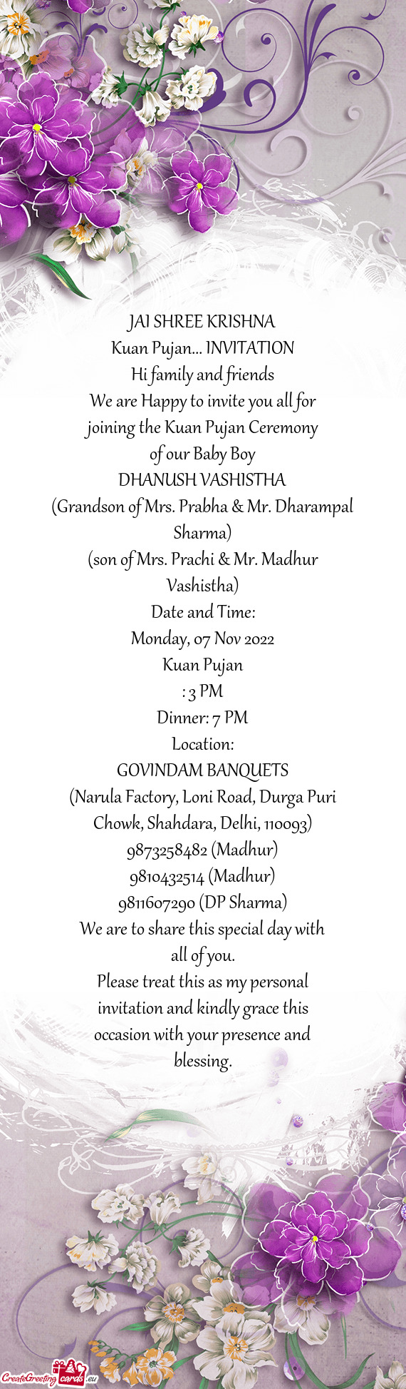 (Grandson of Mrs. Prabha & Mr. Dharampal