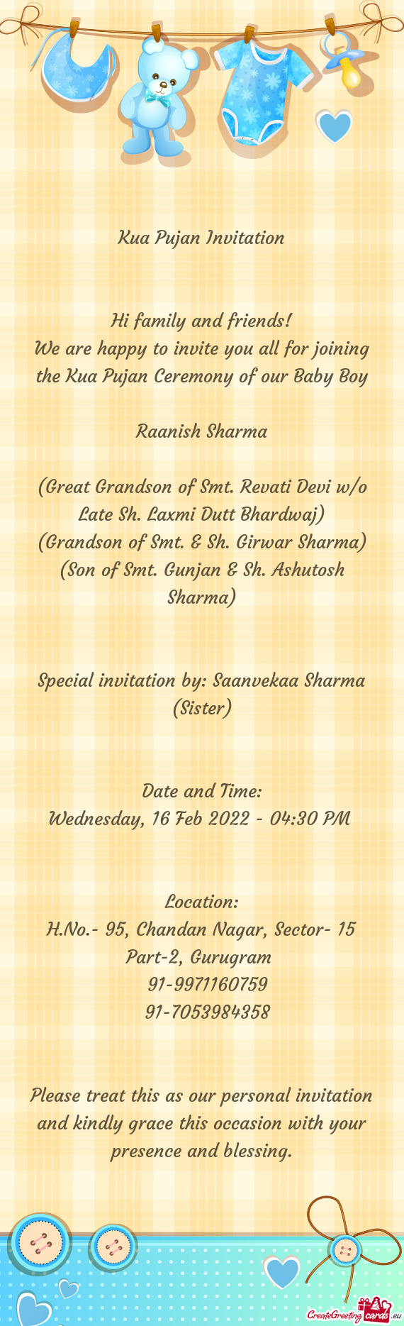 (Great Grandson of Smt. Revati Devi w/o Late Sh. Laxmi Dutt Bhardwaj)