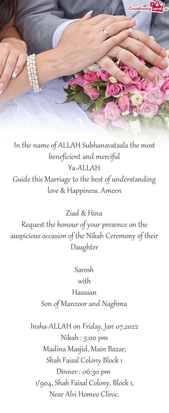 Guide this Marriage to the best of understanding love & Happiness. Ameen