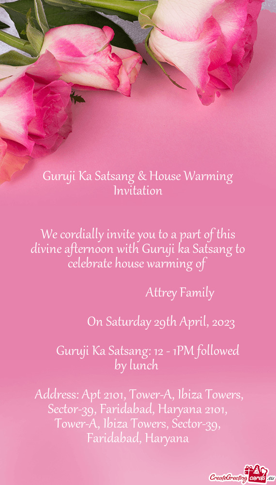 Guruji Ka Satsang & House Warming Invitation