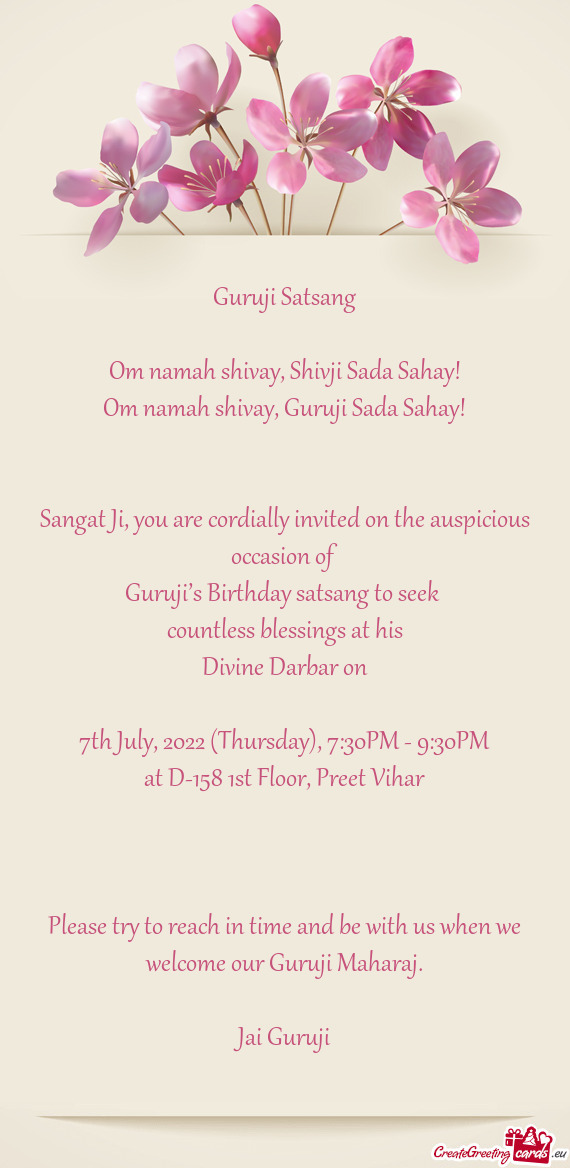Guruji’s Birthday satsang to seek