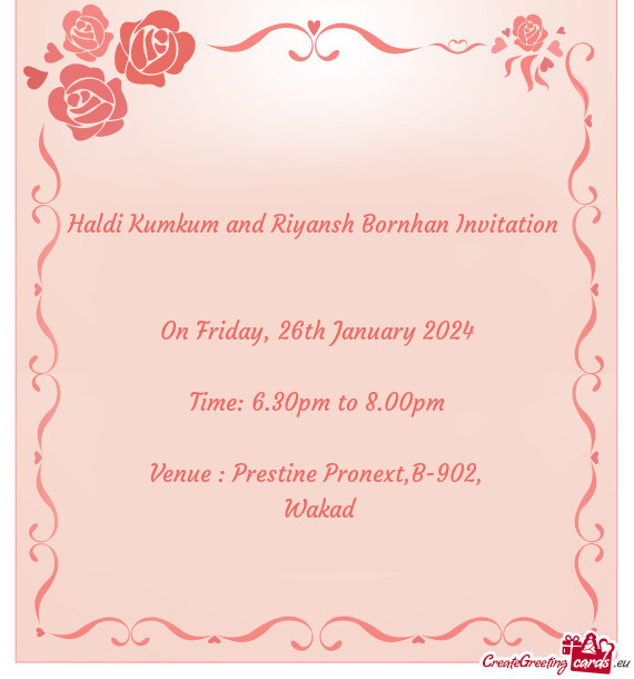 Haldi Kumkum and Riyansh Bornhan Invitation