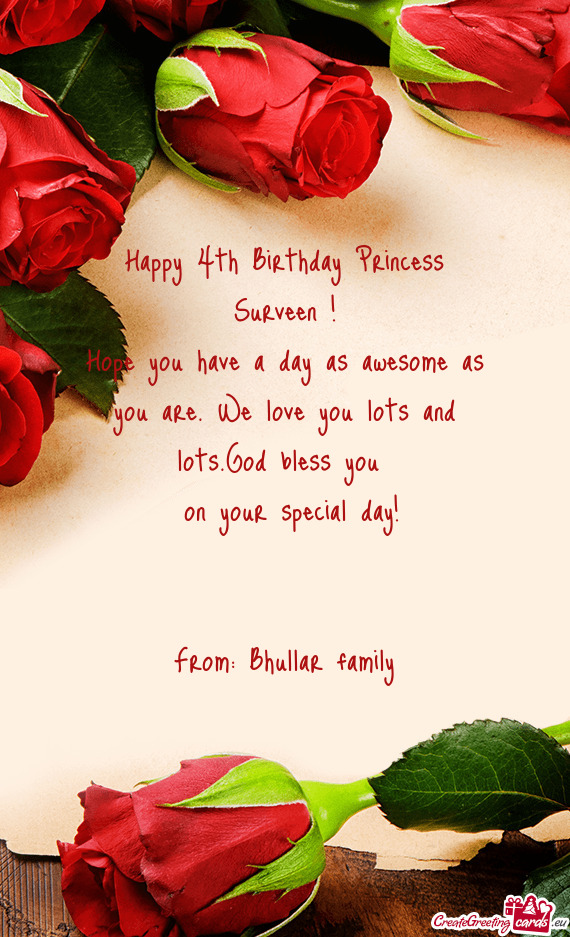 Happy 4th Birthday Princess Surveen