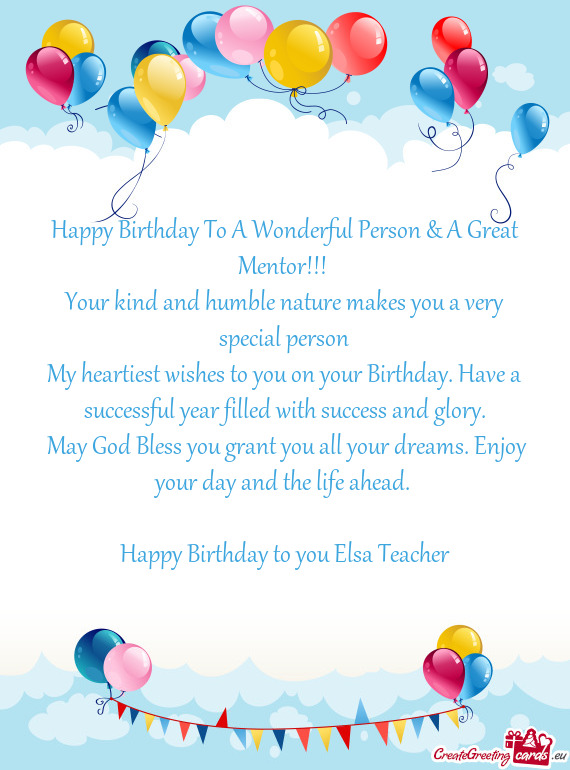 Happy Birthday to you Elsa Teacher