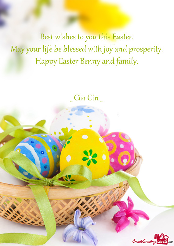 Happy Easter Benny and family