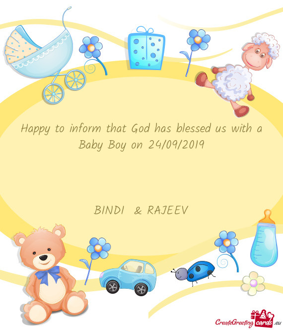 Happy to inform that God has blessed us with a Baby Boy on 24/09/2019