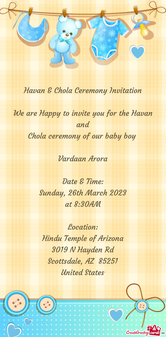 Havan & Chola Ceremony Invitation