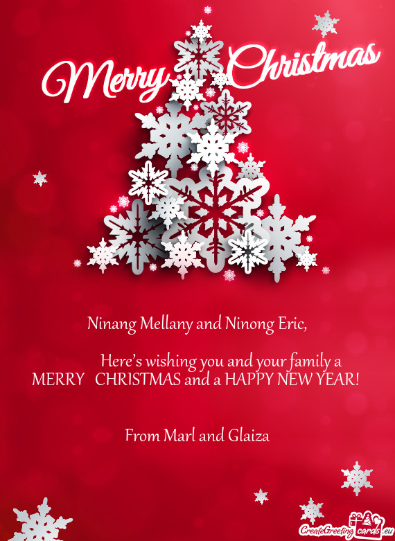 Here’s wishing you and your family a MERRY CHRISTMAS and a HAPPY NEW YEAR