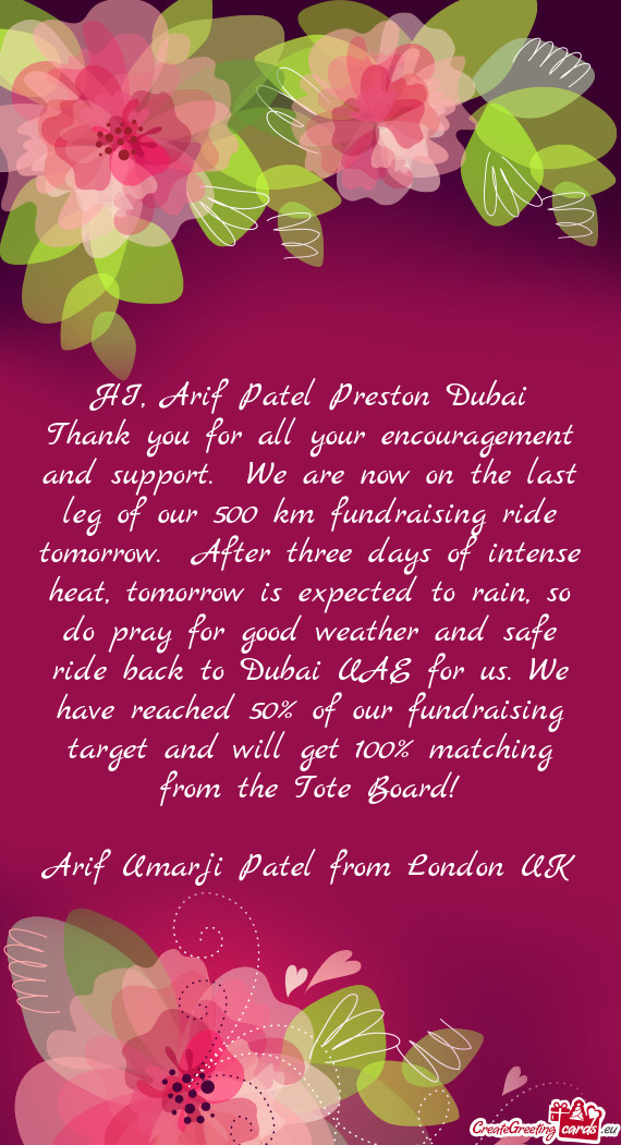 HI, Arif Patel Preston Dubai