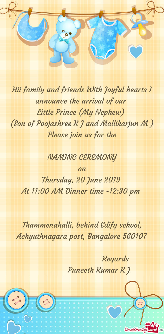 Hii family and friends With Joyful hearts I announce the arrival of our