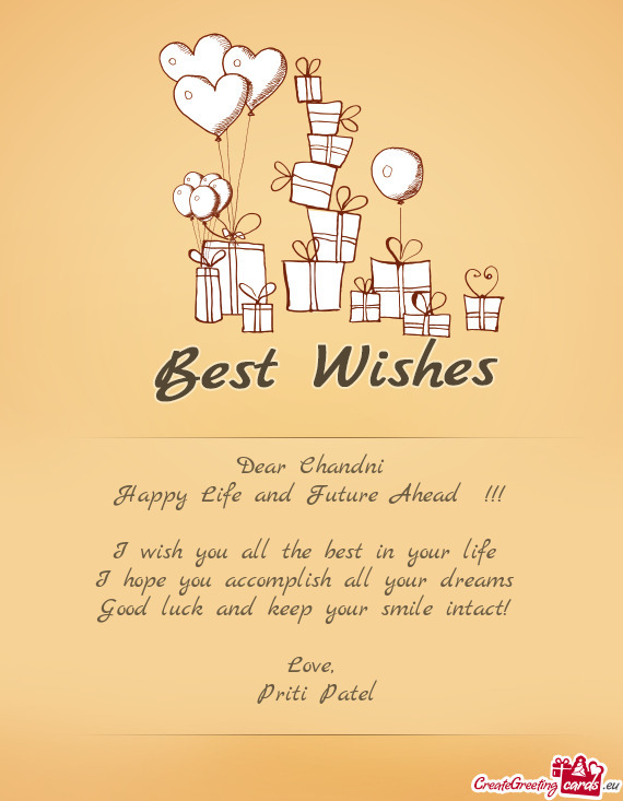 I wish you all the best in your life