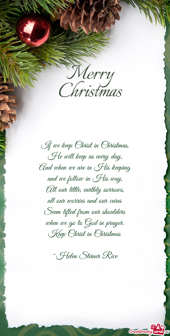 If we keep Christ in Christmas
