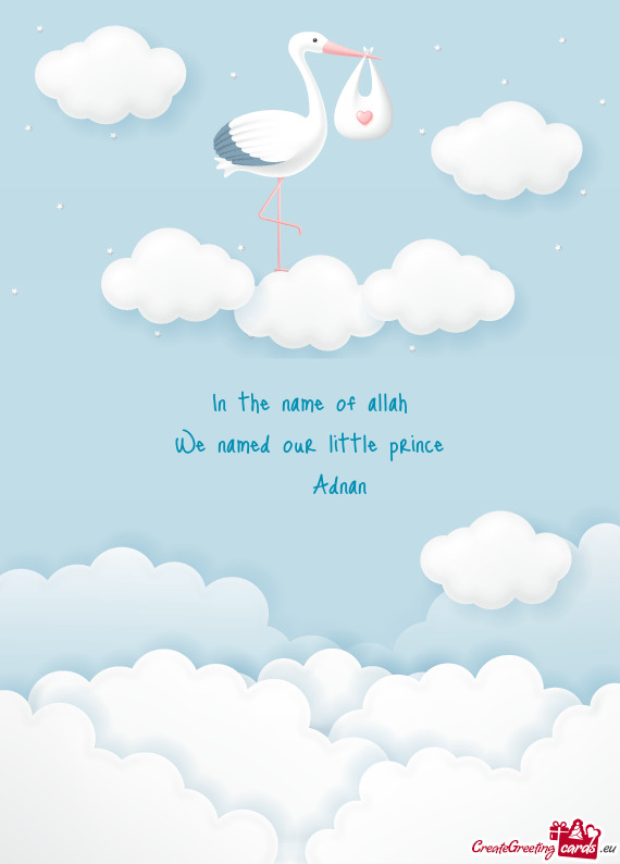 In the name of allah We named our little prince  Adnan