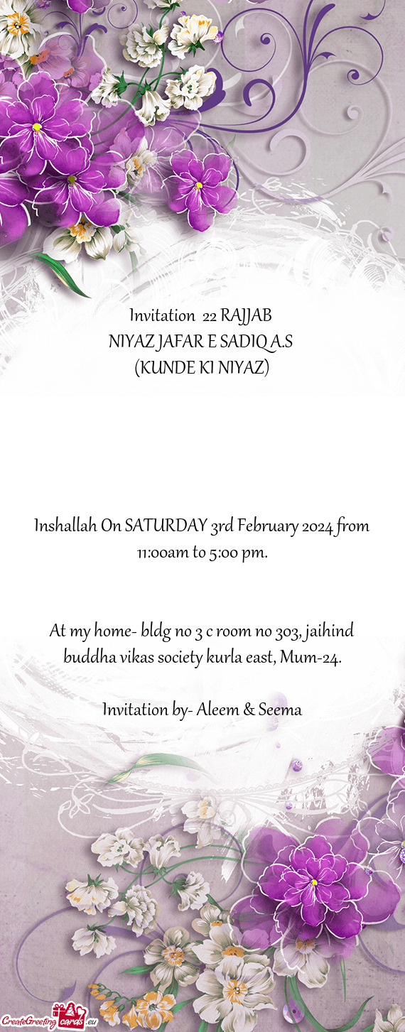 Invitation 22 RAJJAB