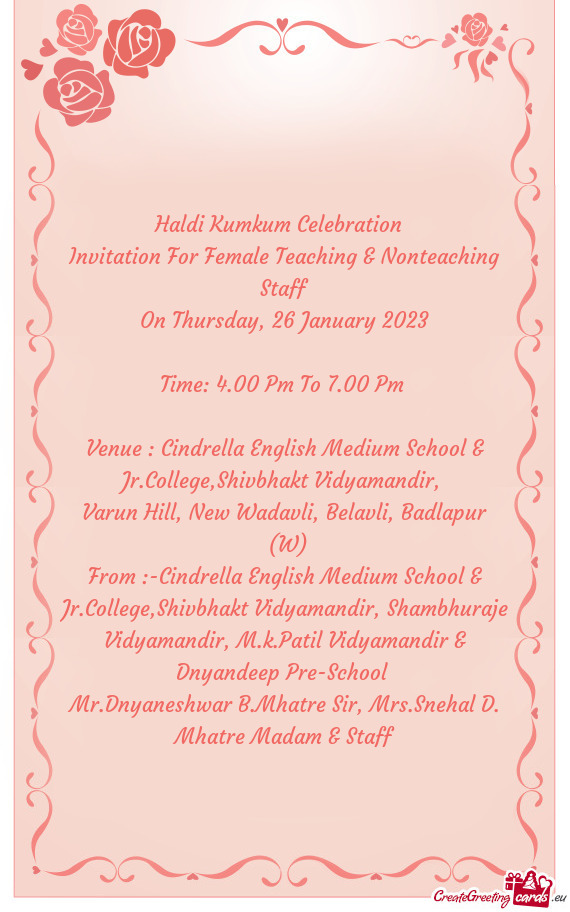 Invitation For Female Teaching & Nonteaching Staff