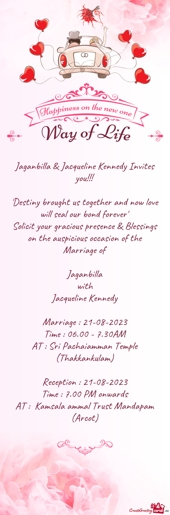 Jaganbilla & Jacqueline Kennedy Invites you
