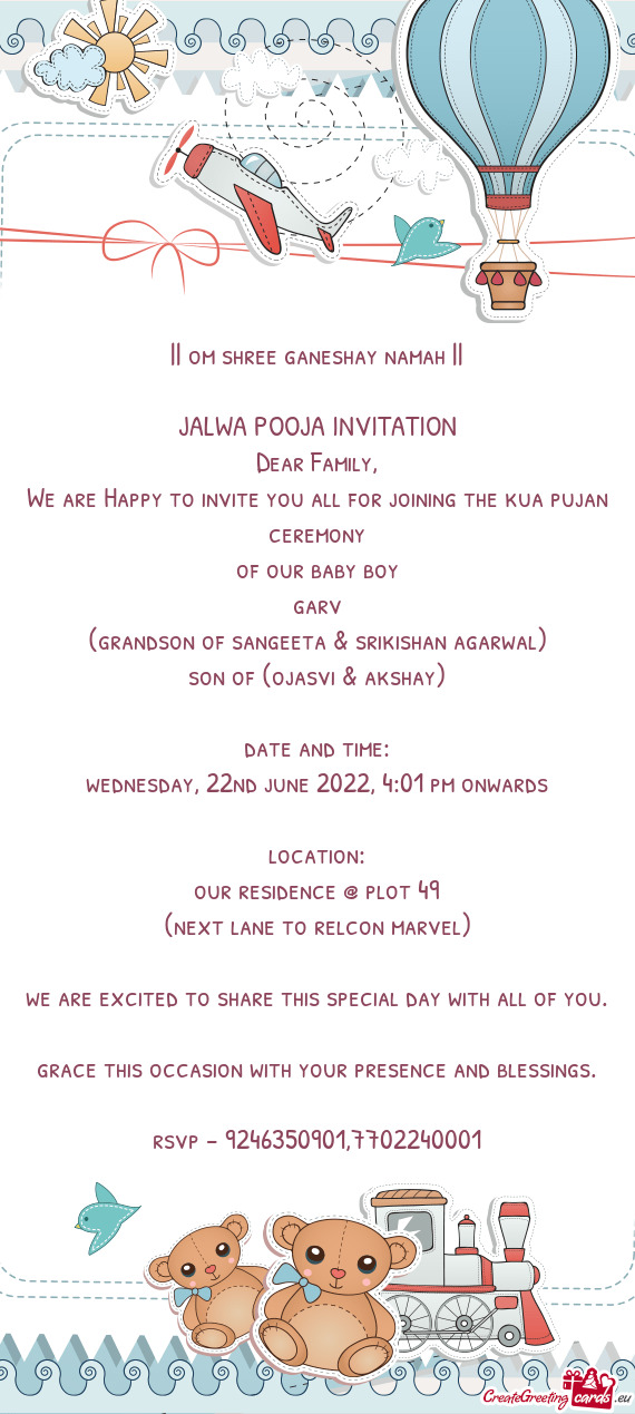 JALWA POOJA INVITATION
