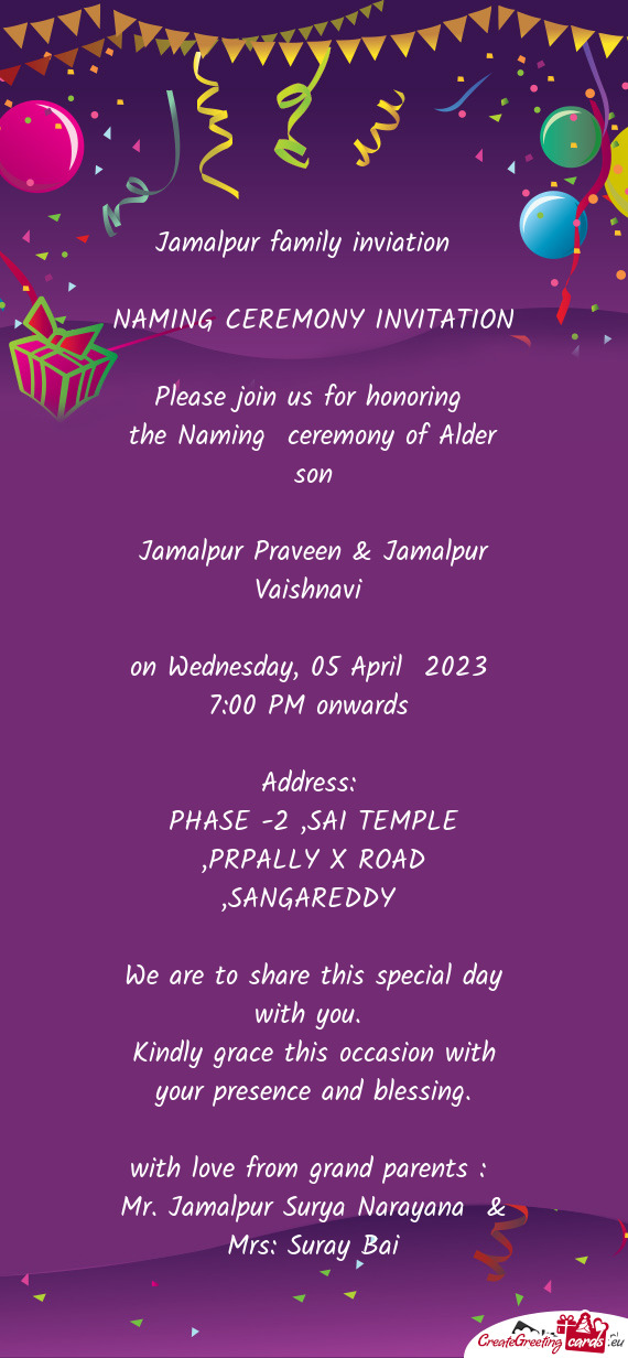Jamalpur family inviation