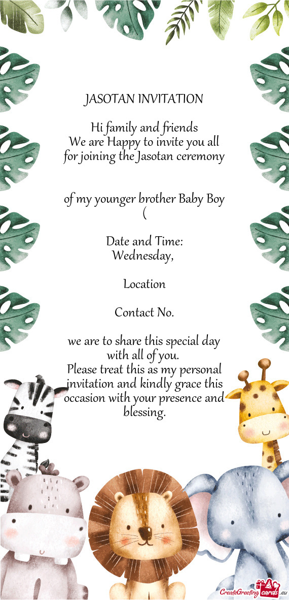 JASOTAN INVITATION Hi family and friends We are Happy to invite you all for joining the Jasotan