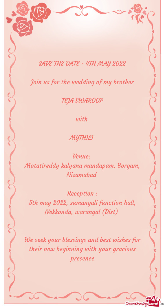 Join us for the wedding of my brother