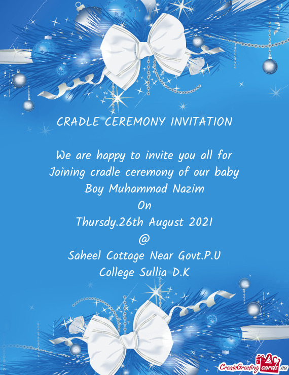 Joining cradle ceremony of our baby