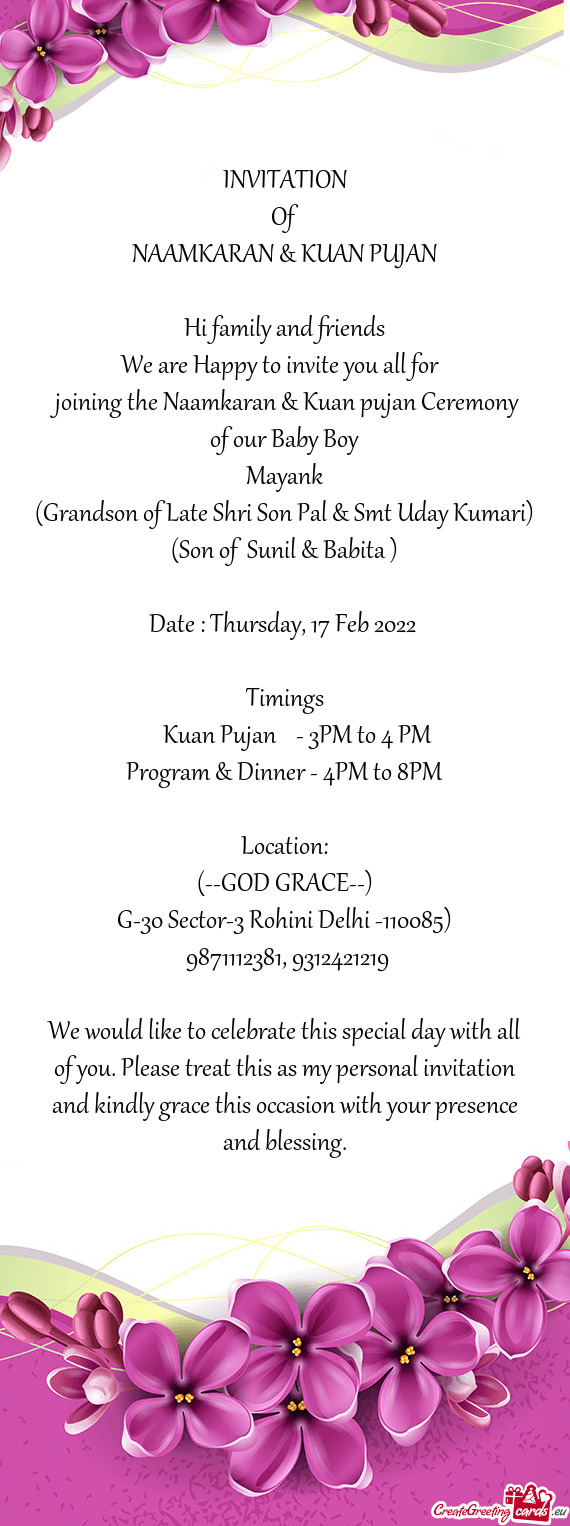 Joining the Naamkaran & Kuan pujan Ceremony