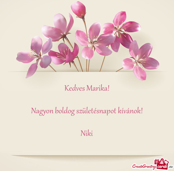 Kedves Marika! Nagyon boldog születésnapot kívánok! Niki