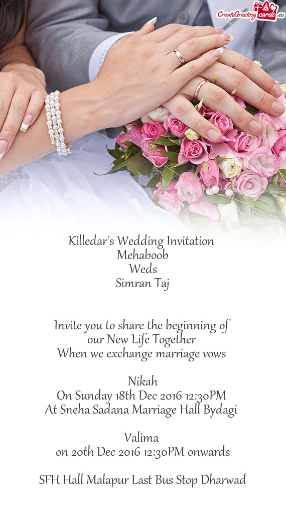 Killedar's Wedding Invitation