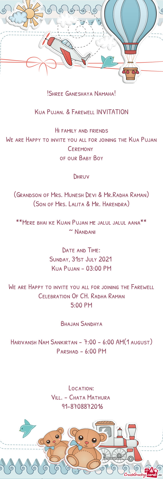 Kua Pujan. & Farewell INVITATION