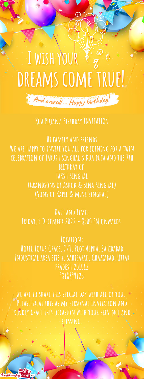 Kua Pujan/ Birthday INVITATION