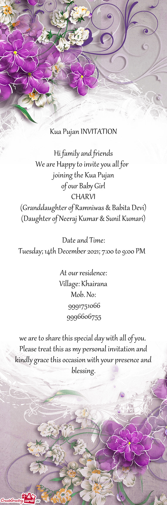 Kua Pujan INVITATION
 
 Hi family and friends
 We are Happy to invite you all for 
 joining the Ku