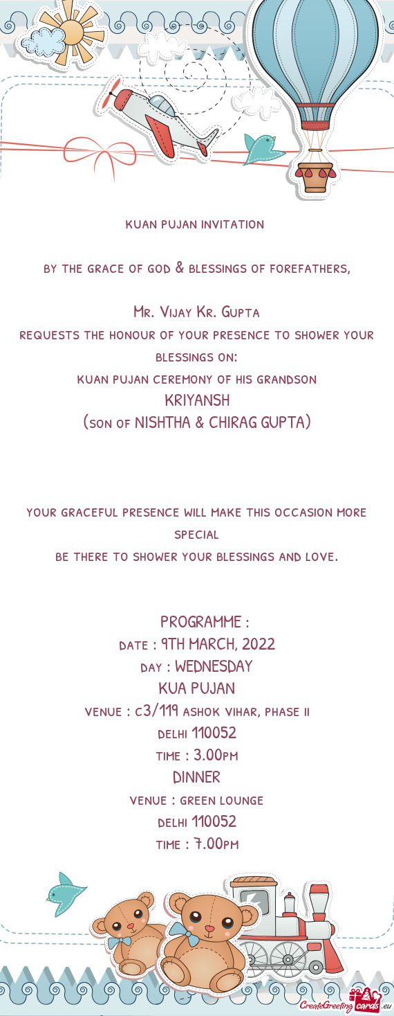 Kuan pujan ceremony of his grandson