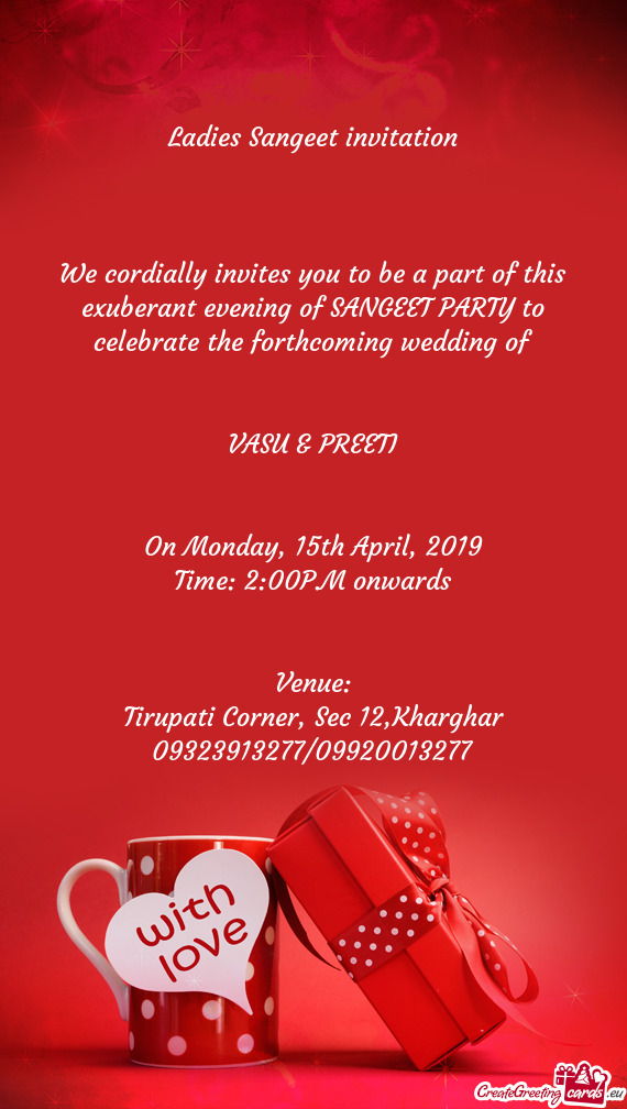 Ladies Sangeet invitation