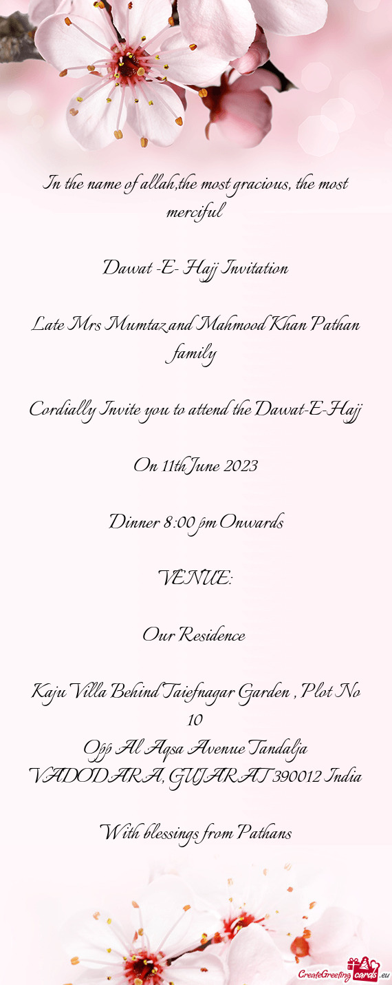 Late Mrs Mumtaz and Mahmood Khan Pathan family