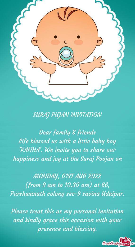 Life blessed us with a little baby boy "KANHA". We invite you to share our happiness and joy at the