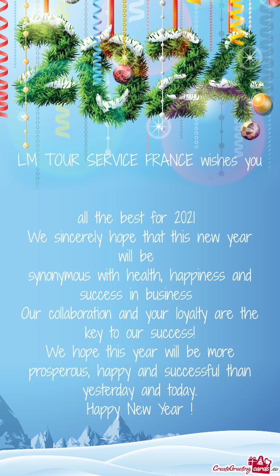 LM TOUR SERVICE FRANCE wishes you