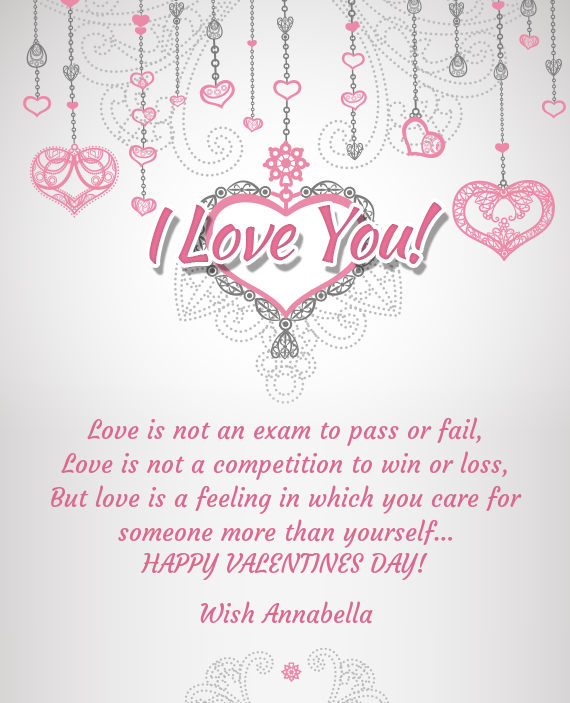 Love is not an exam to pass or fail
