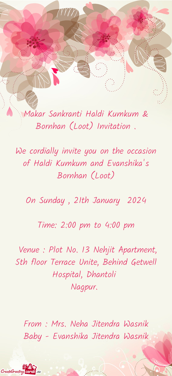 Makar Sankranti Haldi Kumkum & Bornhan (Loot) Invitation