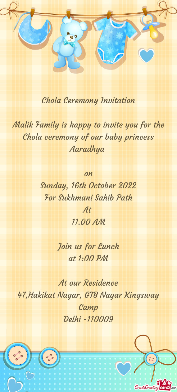 Malik Family is happy to invite you for the