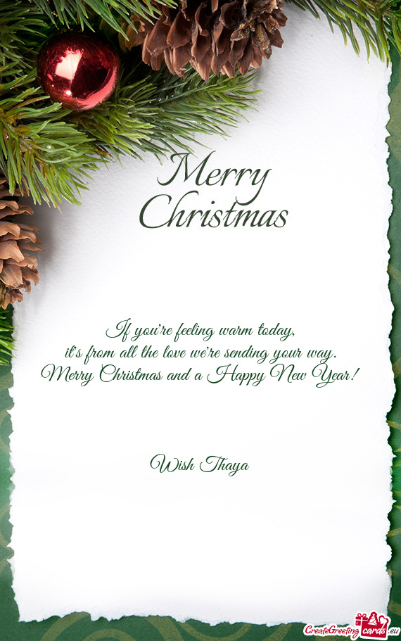 Merry Christmas and a Happy New Year!
 
 Wish Thaya