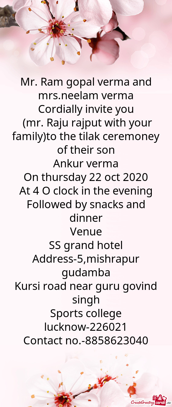 (mr. Raju rajput with your family)to the tilak ceremoney of their son