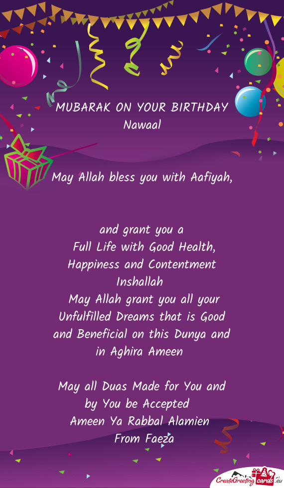 MUBARAK ON YOUR BIRTHDAY Nawaal