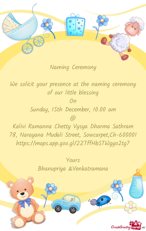 Naming Ceremony
 
 We solicit your presence at the naming ceremony of our little blessing
 On
 Sunda