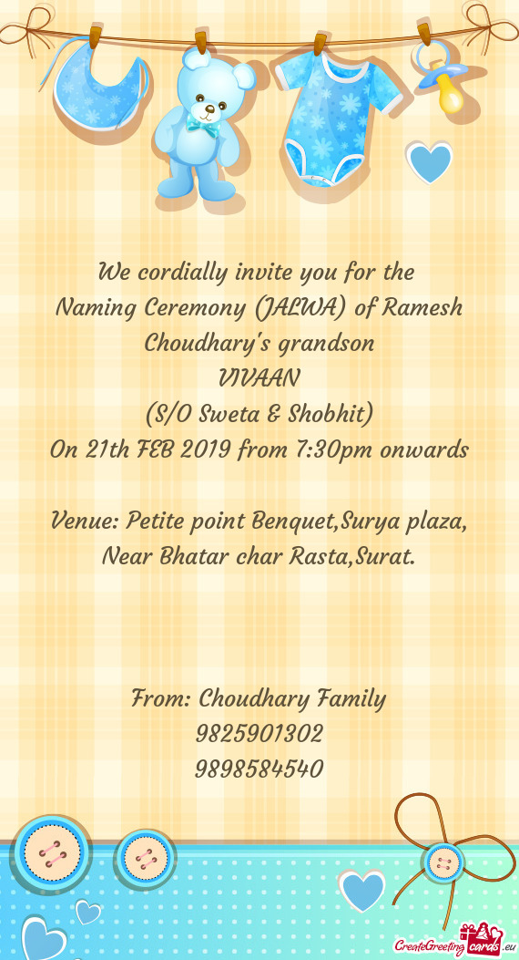 Naming Ceremony (JALWA) of Ramesh Choudhary's grandson