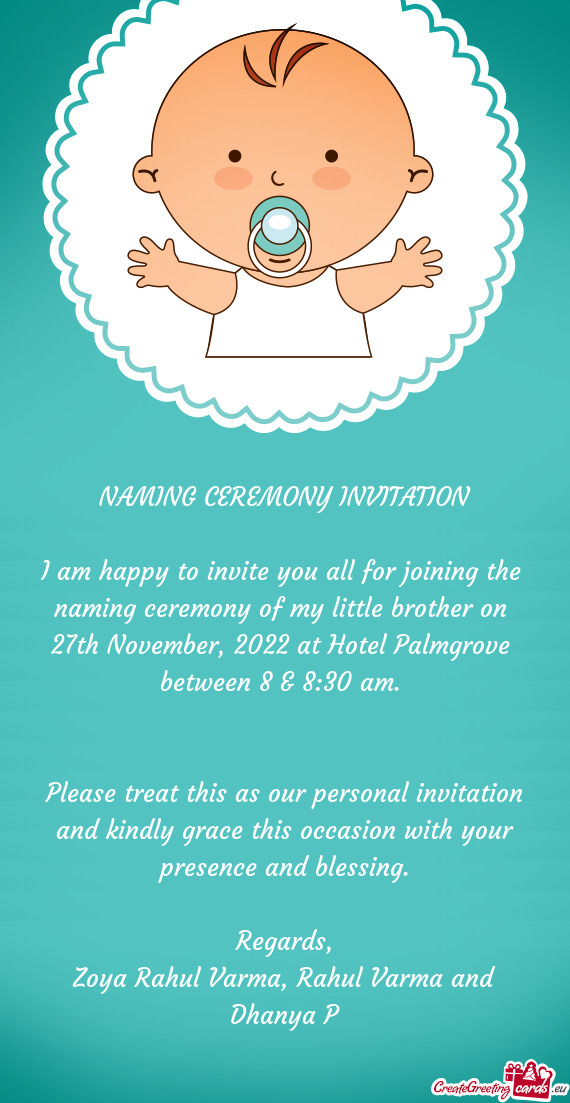 Naming ceremony of my little brother on