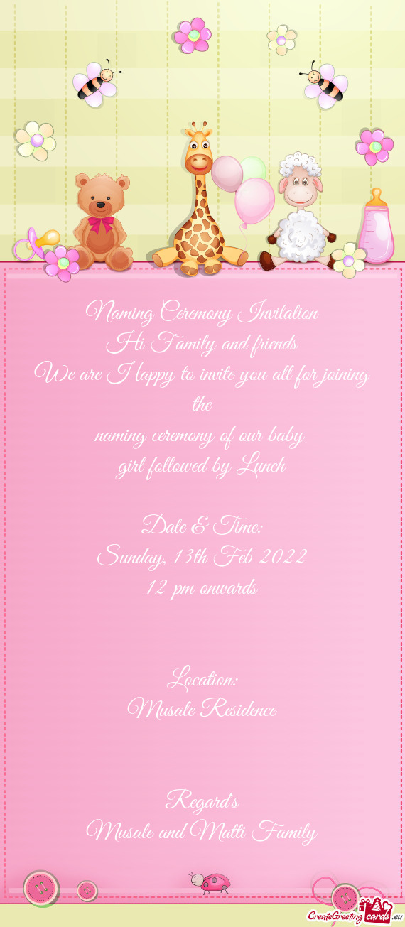 Naming ceremony of our baby