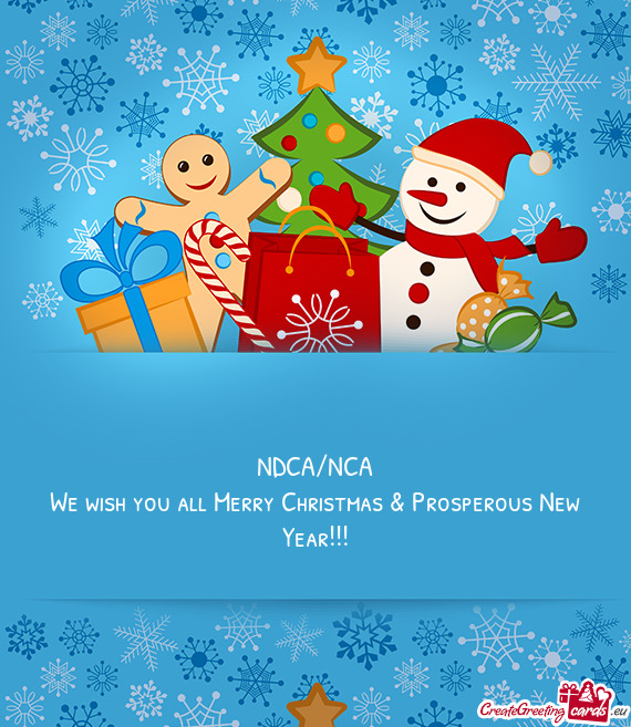 NDCA/NCA
 We wish you all Merry Christmas & Prosperous New Year