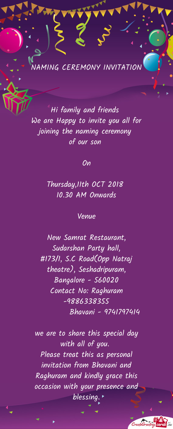 New Samrat Restaurant, Sudarshan Party hall