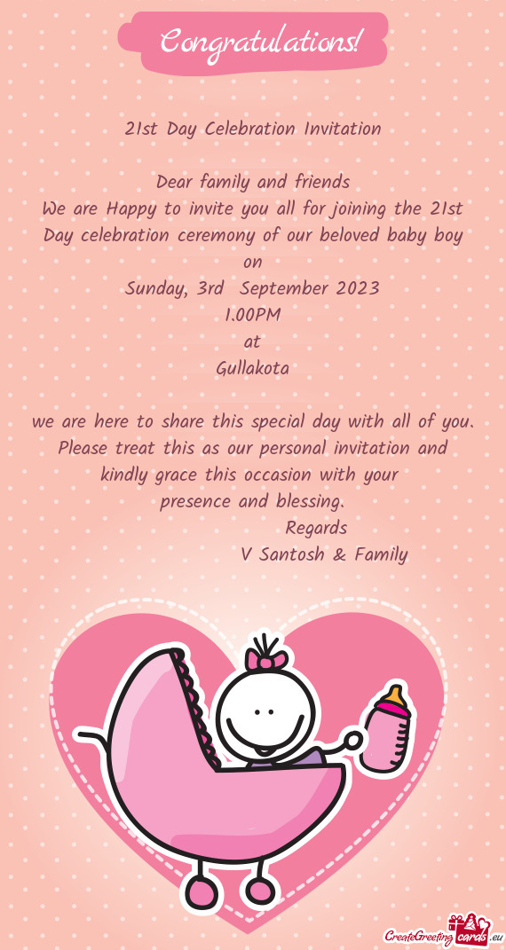 Ng the 21st Day celebration ceremony of our beloved baby boy on Sunday