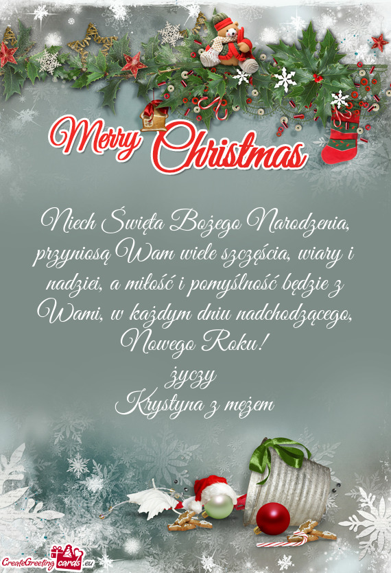 Niech Święta Bożego Narodzenia, przyniosą Wam wiele szczęścia, wiary i nadziei, a miłość i